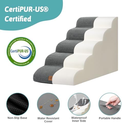 COZY KISS Wide Dog Stair for Small Dog 22.6" H, 5 Step Pet Ramp for Bed - Image 3
