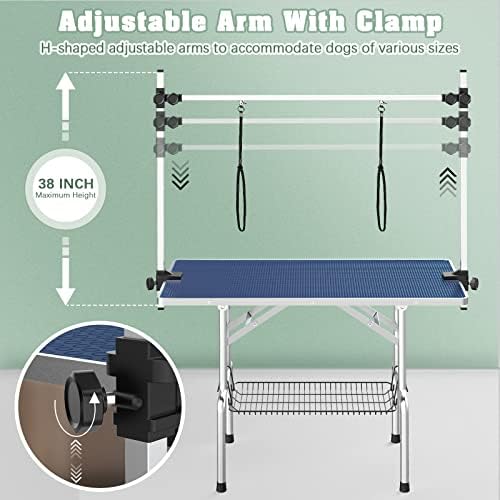 Lyromix 46'' Stainless Steel Pet Dog Grooming Table, Arm/Noose/Tray - Image 4