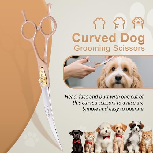 Professional Dog Grooming Scissors Rose Gold 440C Stainless Steel Straight - Image 5