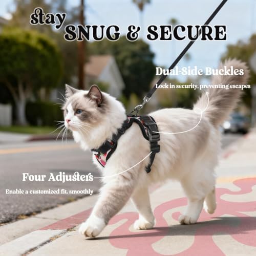 rabbitgoo Cat Harness and Leash Set, Escape Proof Vest, Berry Pounce - Image 6