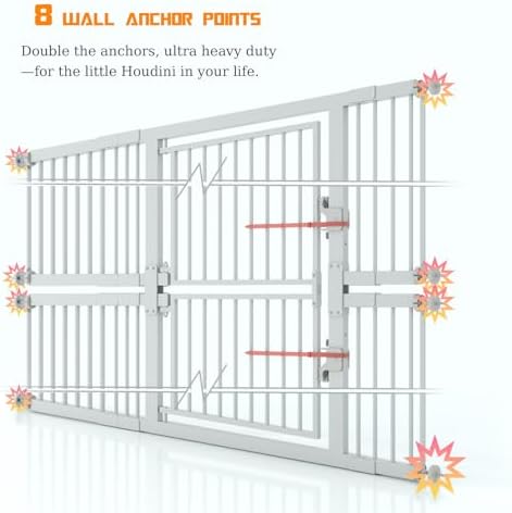 74.8" Extra Tall Pet Gate, 29.5"-51.6" Extra Wide Cat Gate White - Image 4
