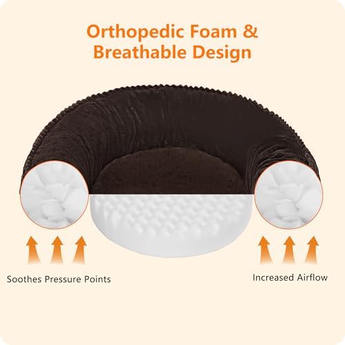 Dwanton Orthopedic Medium Dount Dog Bed, Egg-Crate Foam Round Dog Sofa - Image 2