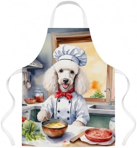 Caroline's Treasures White Poodle The Chef Apron Cooking Kitchen Server Baking by CarolinesTreasures