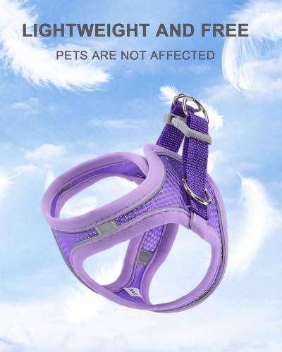 XS Purple Soft Mesh Dog Harness and Leash Set, No Escape Puppy Harnesses - Image 3