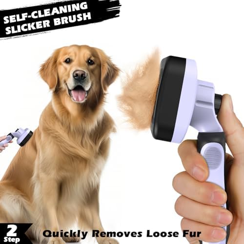 Professional 3PCS Self Cleaning Slicker Brush & Pet Grooming Rake & Flea Comb - Image 4