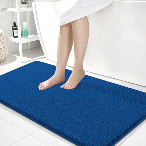 OLANLY Memory Foam Bathroom Runner Rugs 44x24, Long Bath Mats, Royal Blue by OLANLY