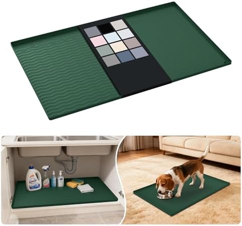 URMONA Waterproof Silicone Under Sink Mat, 34 x 22 in, Flexible Shelf Liner by URMONA