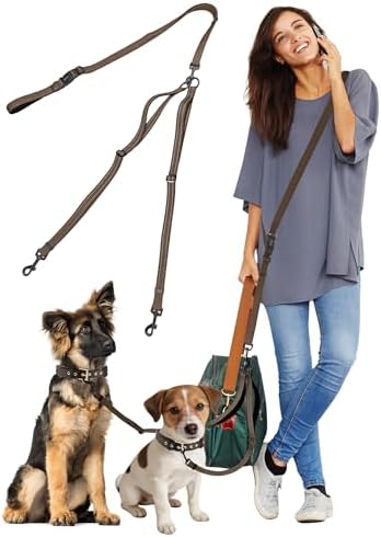 3-in-1 Double Dog Leash, Hands-Free Convertible Leash by WANFIRE