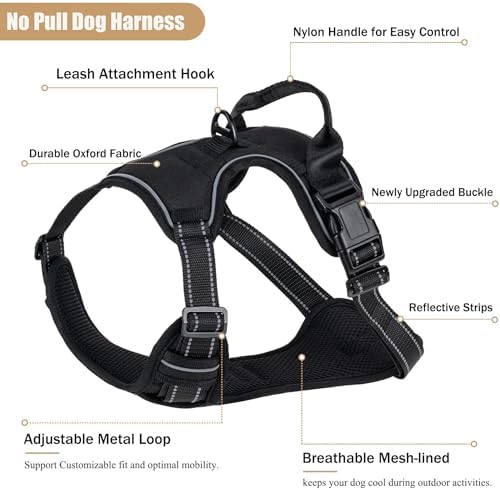 No Pull Dog Harness, Adjustable Reflective Front Clip Pet Vest - Image 2