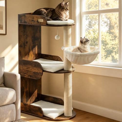 44.8in Modern Wood Cat Tree Tower - Image 5