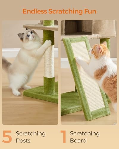Feandrea Cat Tree, 45.3-Inch Cute Cat Tower, Climbing Condo - Image 6