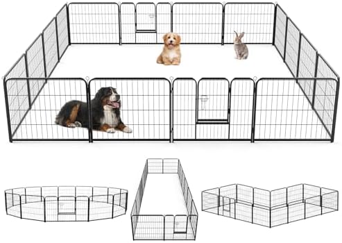 NEWBULIG Dog Playpen Indoor 16 Panels 24 Inch, Outdoor Metal Dog Fence Pen by NEWBULIG