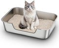 Qiuma XL Stainless Steel Cat Litter Box, Low Entry, 27.5 x 19.6 x 7.8in by Unknown