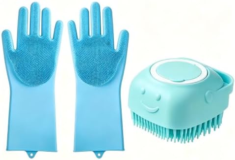 Dog Washing Grooming Kit, Pet Bathing Gloves Shampoo Brush by Unknown