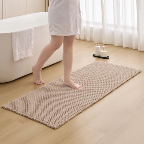 ILANGO Upgraded Waffle Bath Rug 24x60, Super Absorbent Non Slip Bath Mat by ILANGO