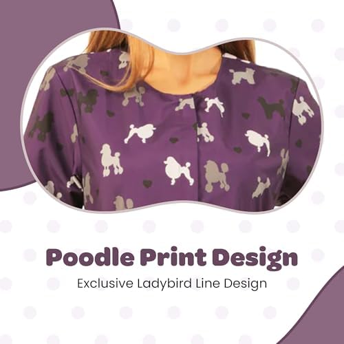 Ladybird Line 710 Purple Poodle Print Waterproof Dog Grooming Smock Hair and - Image 4