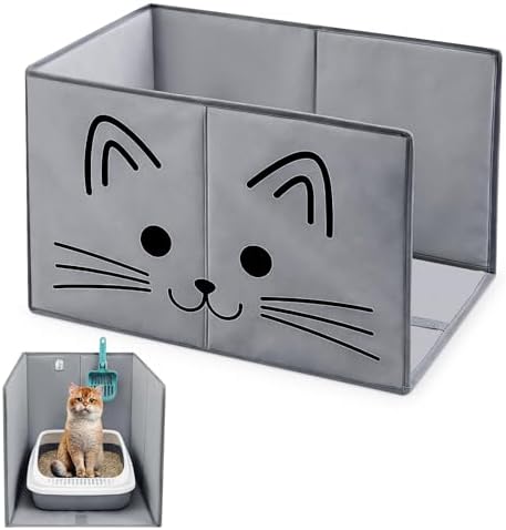 24"L×16.14"W×16.14"H Foldable Cat Litter Box Enclosure Splash Guard by Ferrochef