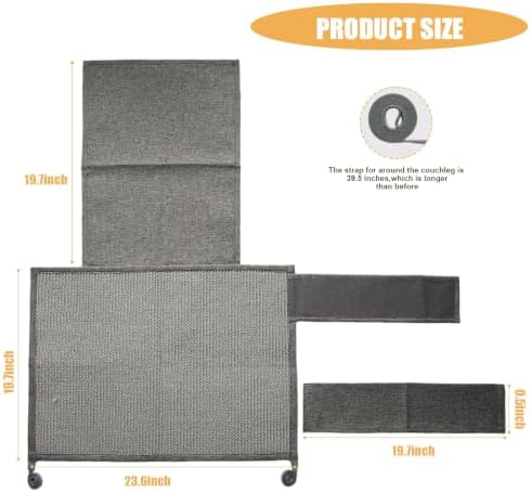 Sisal Couch Protector wStorage Pocket, All Gray Right‑Side - Image 6
