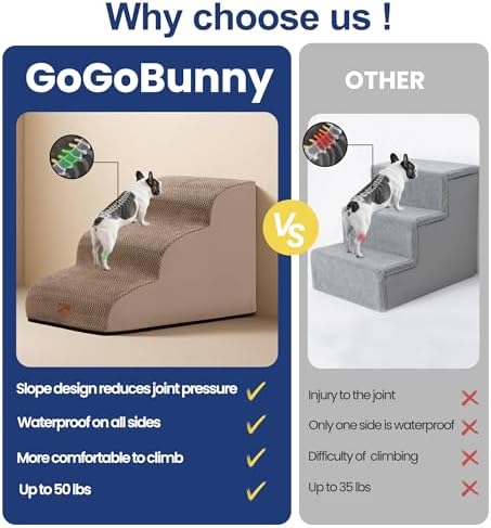 GoGoBunny Ramp Dog Stairs for High Beds 22.6" H, 5-Step Dog Slope Stairs - Image 4