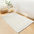 White Bathroom Rugs, Waffle Bath Mat Non Slip Washable by GRLYUH