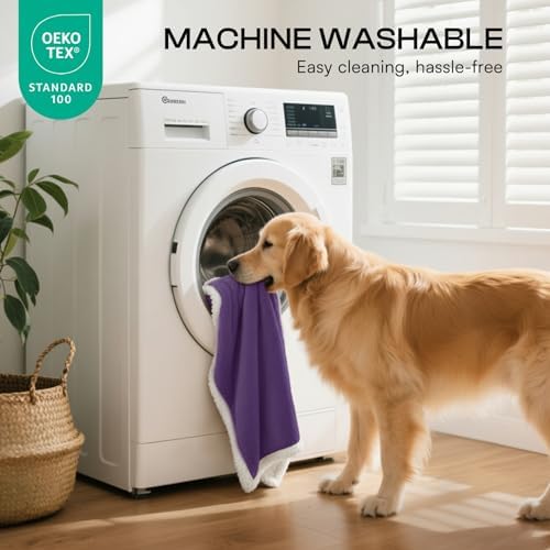 Luciphia Waterproof Bed Blanket Washable, Soft Sherpa Fleece Puppy Reversible - Image 5