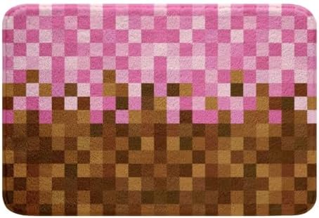 Pixelated Grid Bathroom Rug, Miners Building Non Slip Bath Mat by Manfei