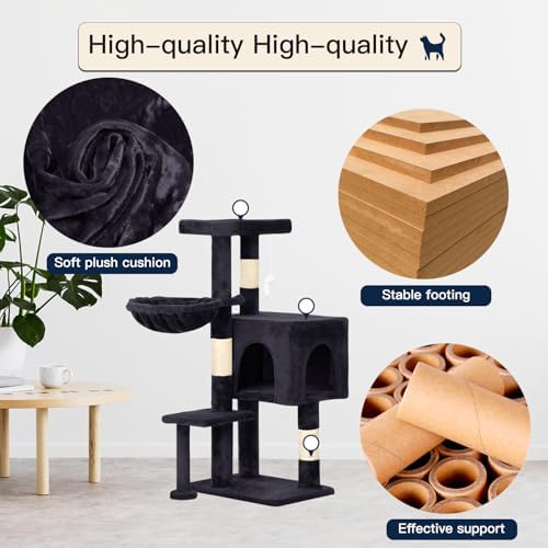 BestPet | 37" Cat Tree Tower | Dark Gray | Sturdy Multi-Level Cat Tree - Image 2