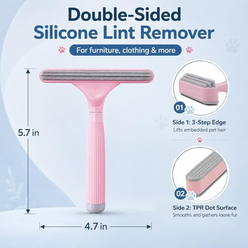2 Pack Reusable Pet Hair Remover and Fabric Lint Scraper Set - Image 3