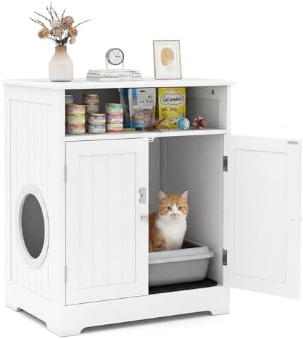 Tangkula Wooden Cat Litter Box Enclosure by TANGKULA