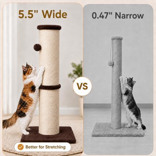 PAWSCRAT 32-Inch Tall Cat Scratching Post, 5.5-Inch Diameter - Image 4