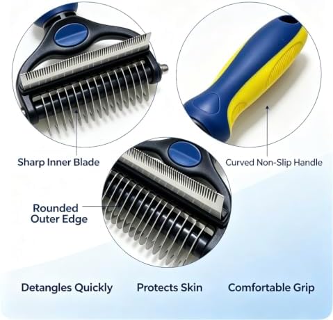 3-in-1 Pet Grooming Tool, Dematting Comb& Undercoat Rake - Image 5