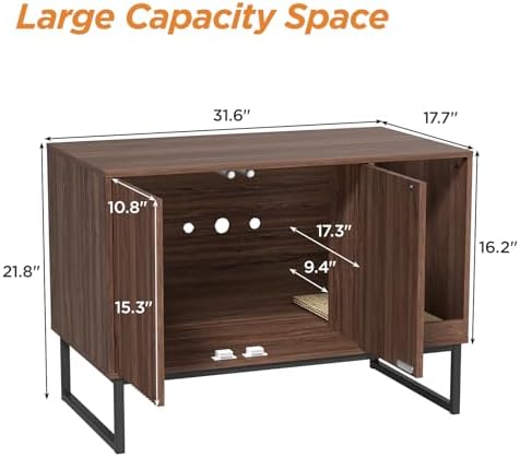Cat Litter Box Enclosure, Fluted Hidden Litter Box Furniture - Image 4