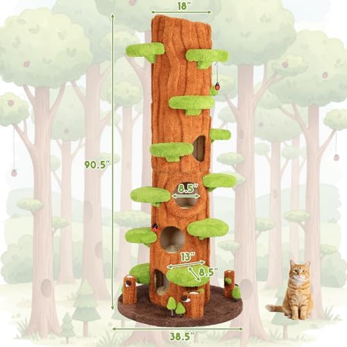 NUNU LAB 90.5-Inch Tall Cat Tree Cats Condo - Image 6