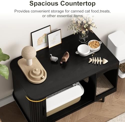 Cat Litter Box Enclosure Furniture, Fluted Hidden Litter Box - Image 2