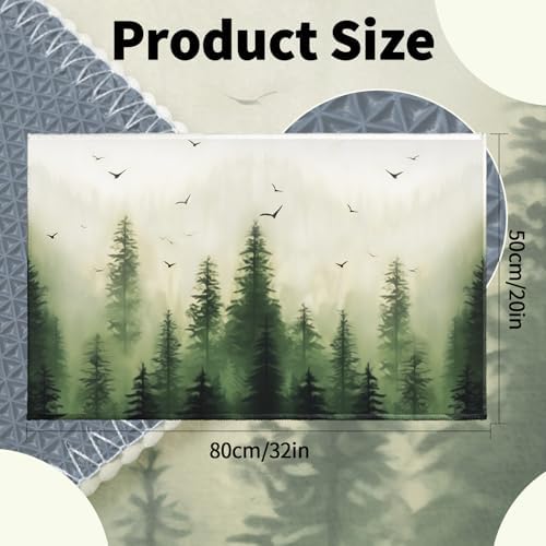 Giwawa Green Misty Forest Bath Rug Mountain Woodland Bathtub Mat Non Slip - Image 3