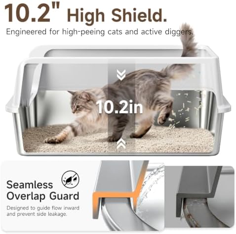 High-Sided Stainless Steel XL Cat Litter Box - Image 7
