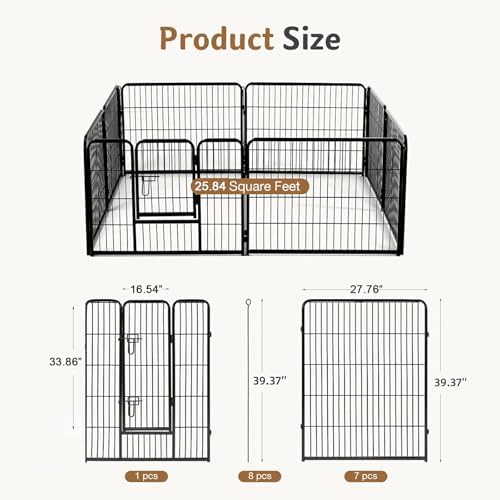 DUMOS Dog Playpen 40 Inch 8 Panels Indoor Outdoor Metal Pet Fence - Image 2