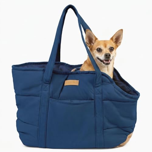 Plush Dog Purse Carrier for Small Dogs, Soft Tote, Dark Blue by NOBLEPUP