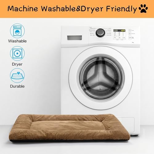 Dog Crate Pad Washable Dog Bed for Crate Large Cozy Mat 42-Inch Camel - Image 5