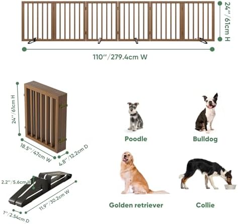 Dog Gates for Doorways, Freestanding Dog Gate Indoor, Foldable Pet Gates for - Image 2
