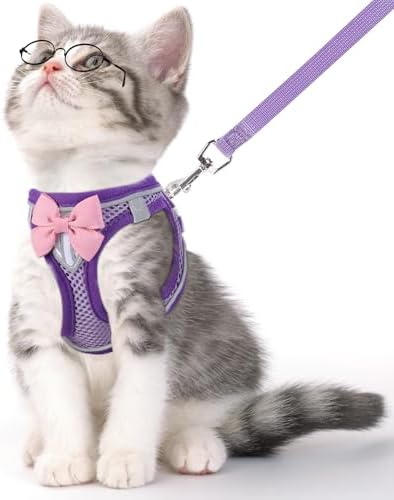 Cat Vest Harness and Leash Set, Escape Proof Kitten Harness Purple S by NCMAMA