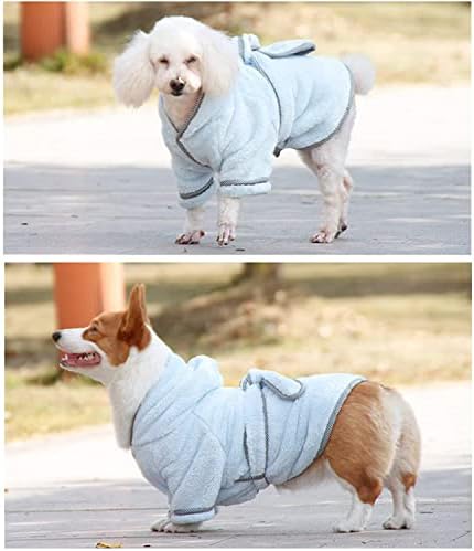Dog Bathrobe, Microfiber Fast Drying Absorbent Hooded Bath Towel White - Image 4