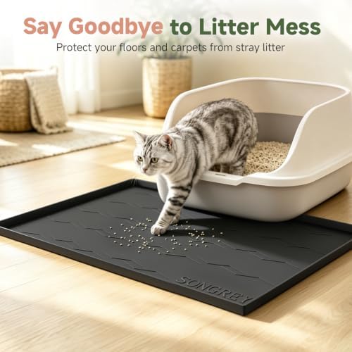 Songrey Silicone Cat Litter Mat 24" x 16", Large Litter Trapping Mat - Image 3