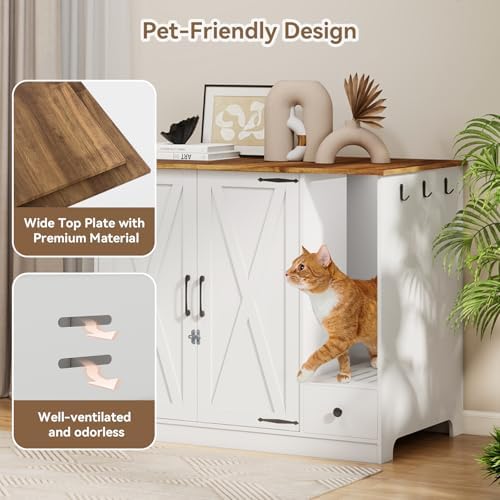 YUSING Large/Tall Cat Litter Enclosure, Litter Box Furniture Hidden, Cat Litter - Image 4