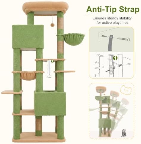 Heybly Cat Tree, 76-Inch Tall Heavy Duty Cat Tower - Image 6