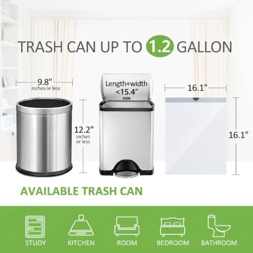 1.2 Gallon 100 Counts Small Drawstring Trash Bags by Teivio, 1.5 Gallon - Image 2