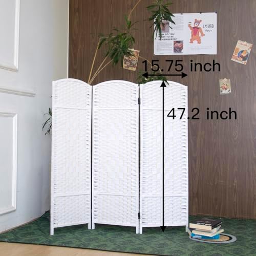 3-Panel Short Room Divider, 3.9 ft Freestanding Partition Wall, Natural White - Image 5