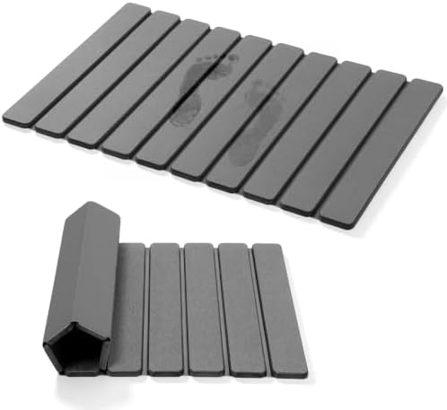 Linidcoud Foldable Stone Bath Mat, Diatomite Quick Dry Shower Mat 24" x 16" by linidcoudhome