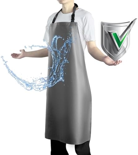 Waterproof Apron with Comfortable Adjustable Bib Rubber Vinyl Dishwasher Heavy by Vammcht