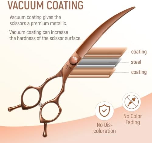 45° Super Curved Dog Grooming Scissors 7.5'' Matte Bronze - Image 5